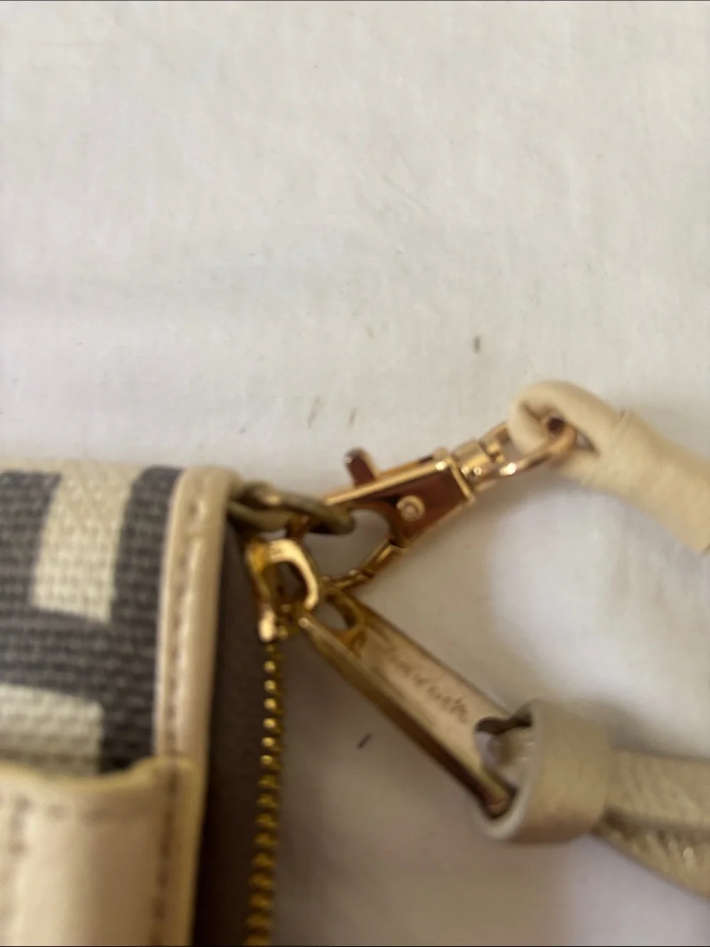 Spartina 449 Cream and Gray Geo-Pattern Wristlet with Metallic Flap